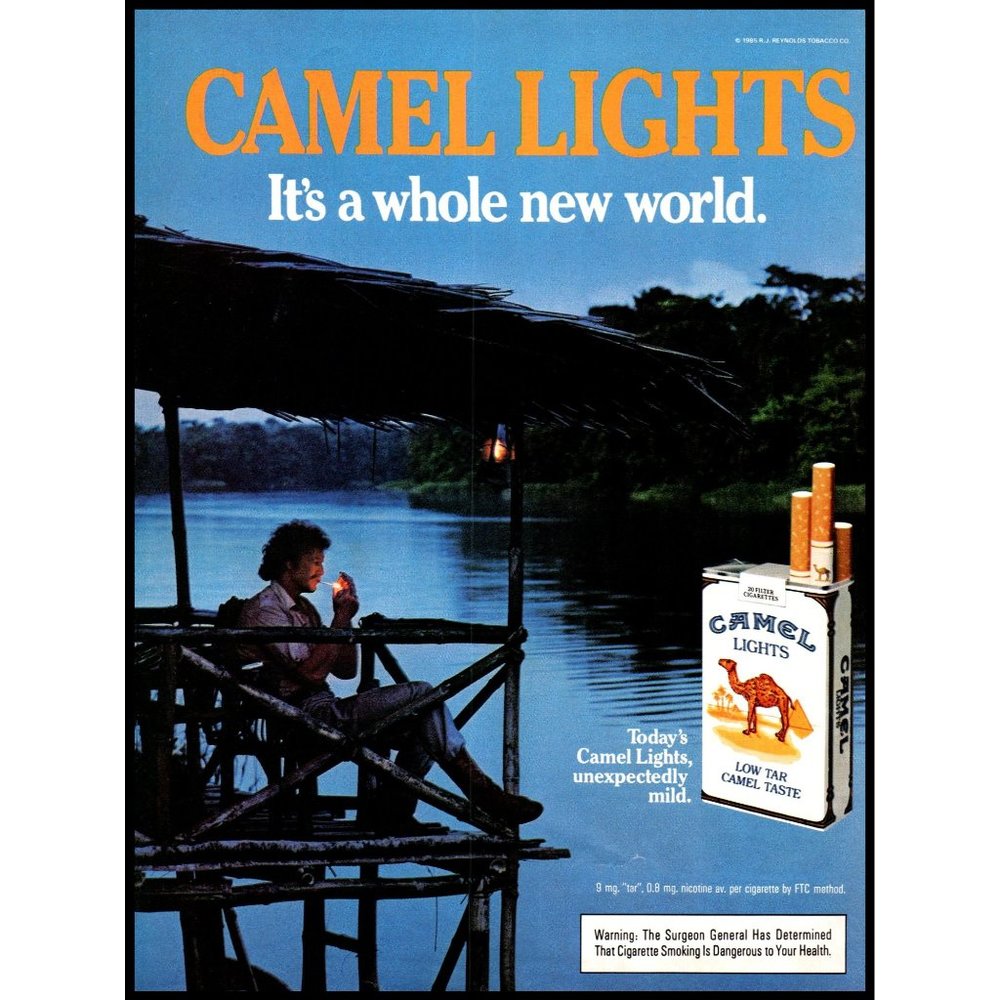 1985 Camel Lights Whole New World Vintage Print Ad Dock Pier River Rugged Art
